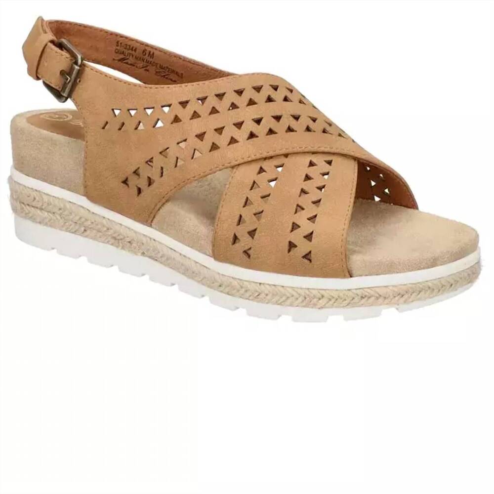 NEW BELLA-VITA SHOES SHOP women's cosette espadrille wedge sandals in tan